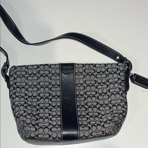 Coach Black and Gray Crossbody Bag with Monogram Pattern